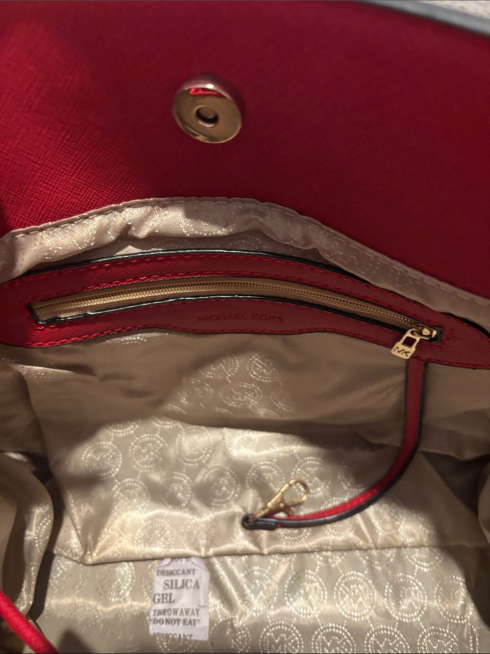 NWOT Michael Kors Red Saffiano Leather Satchel with Gold Hardware - Picture 8 of 12